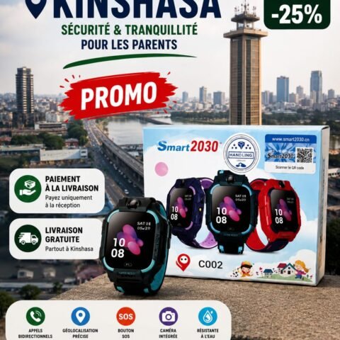 Montre Connectée Enfant C002 – Sécurité & Tranquillité pour les Parents à Kinshasa